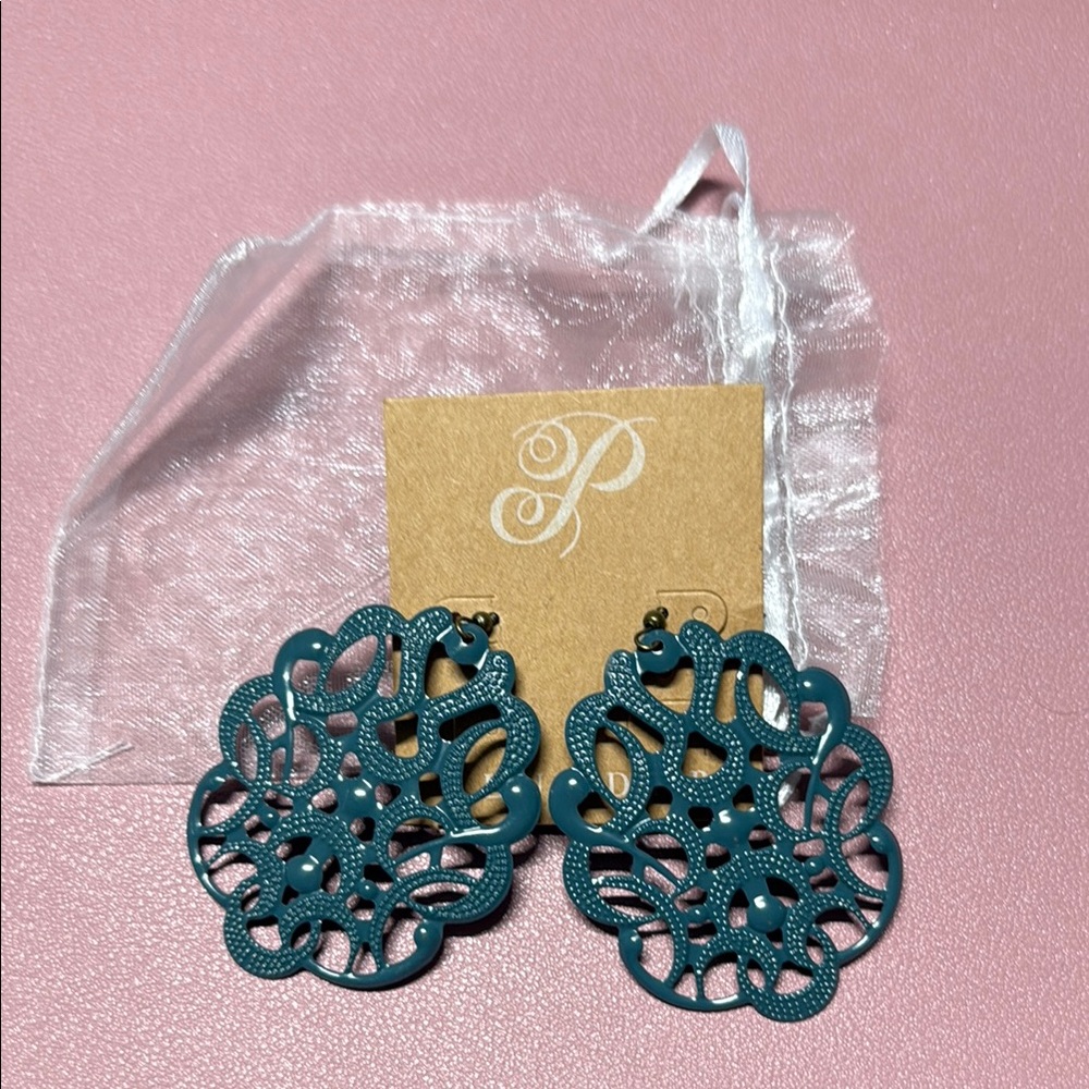 Plunder Blue Filigree Drop Earrings